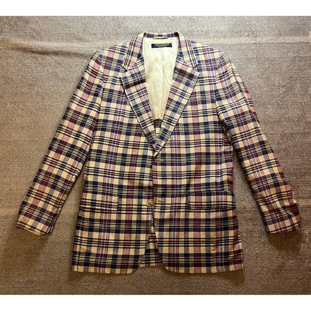Brooks Brothers Plaid Blazer Two Button Sport Coat Multi Color Mens Preppy Y2k